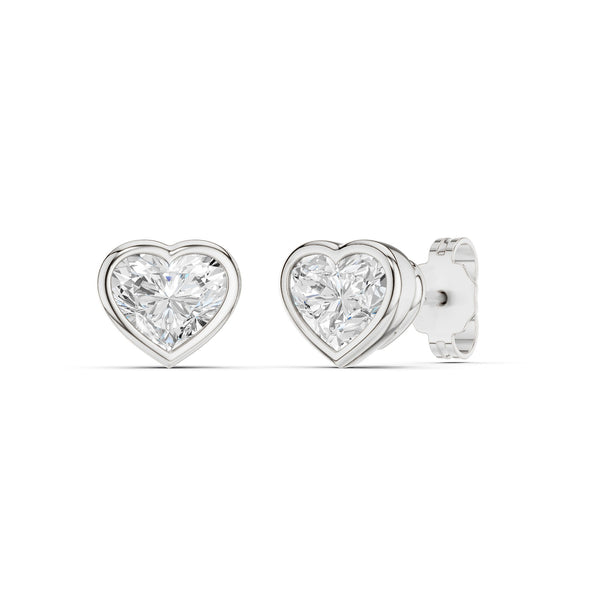 Heart-Cut Bezel-Set Studs Large