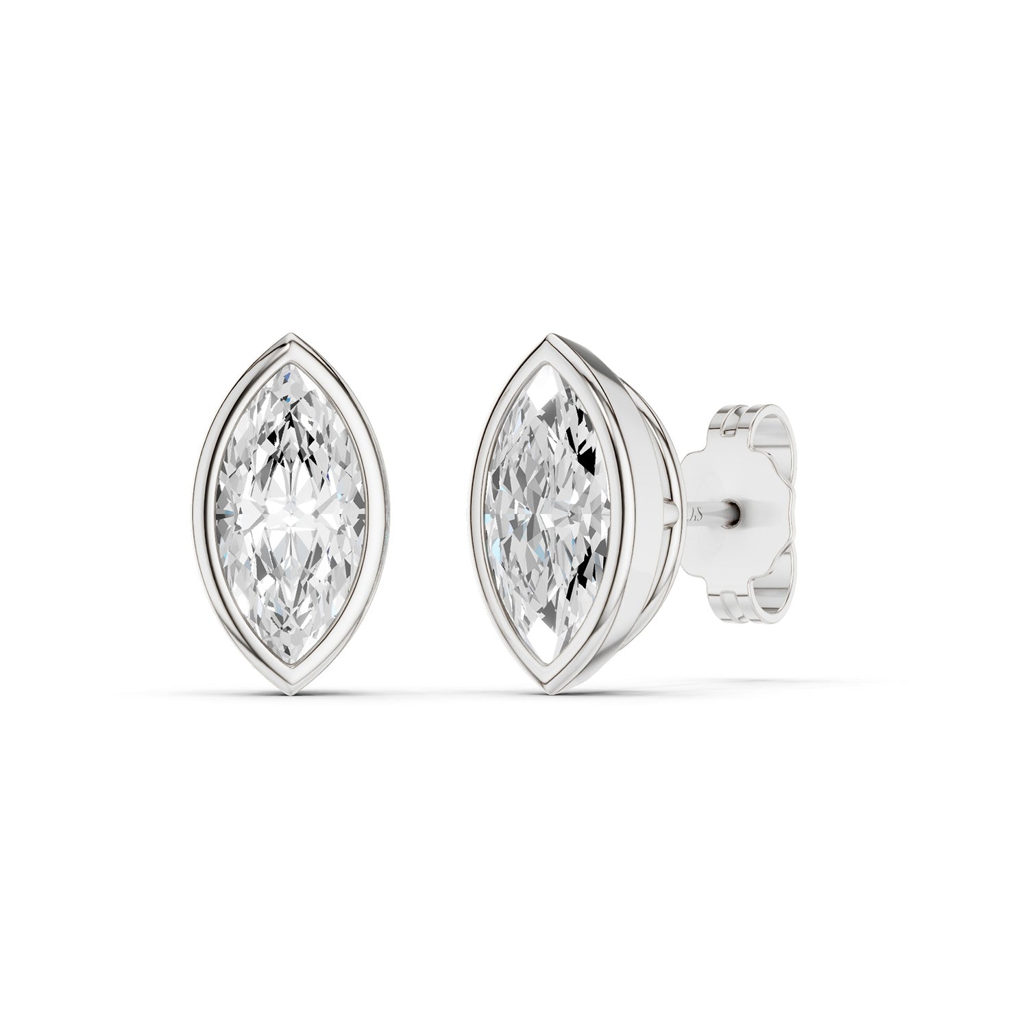 Marquise-Cut Bezel-Set Studs