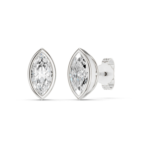 Marquise-Cut Bezel-Set Studs
