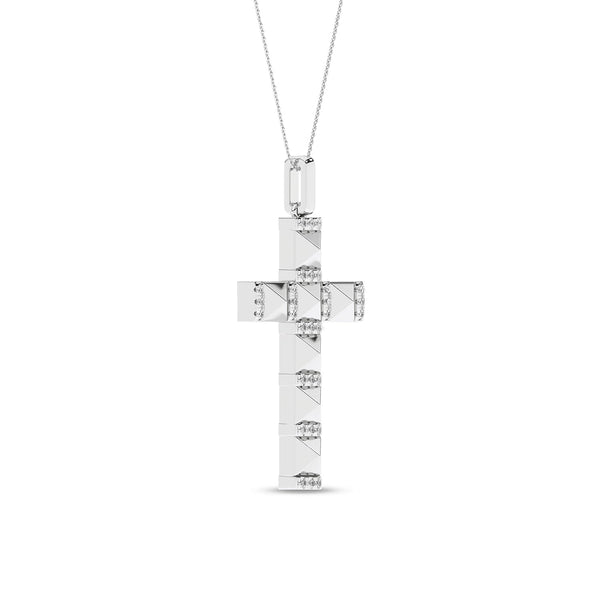 Pyramid Cross Diamond Pendant Necklace