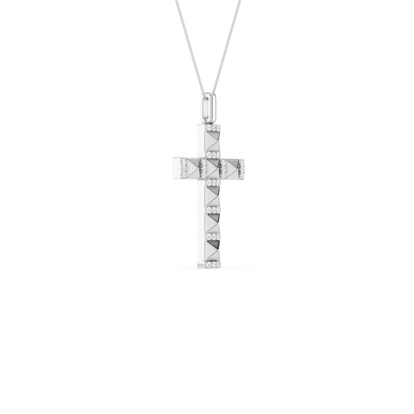 Pyramid Cross Diamond Pendant Necklace