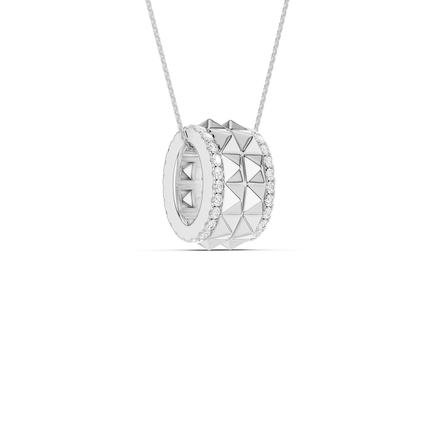 Two-Tier Pyramid Diamond Pendant Necklace