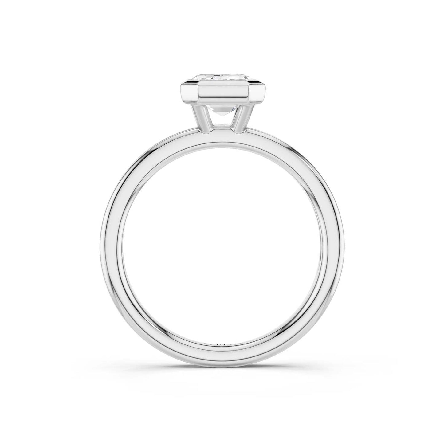 Coupled Emerald Bezel Solitaire Ring