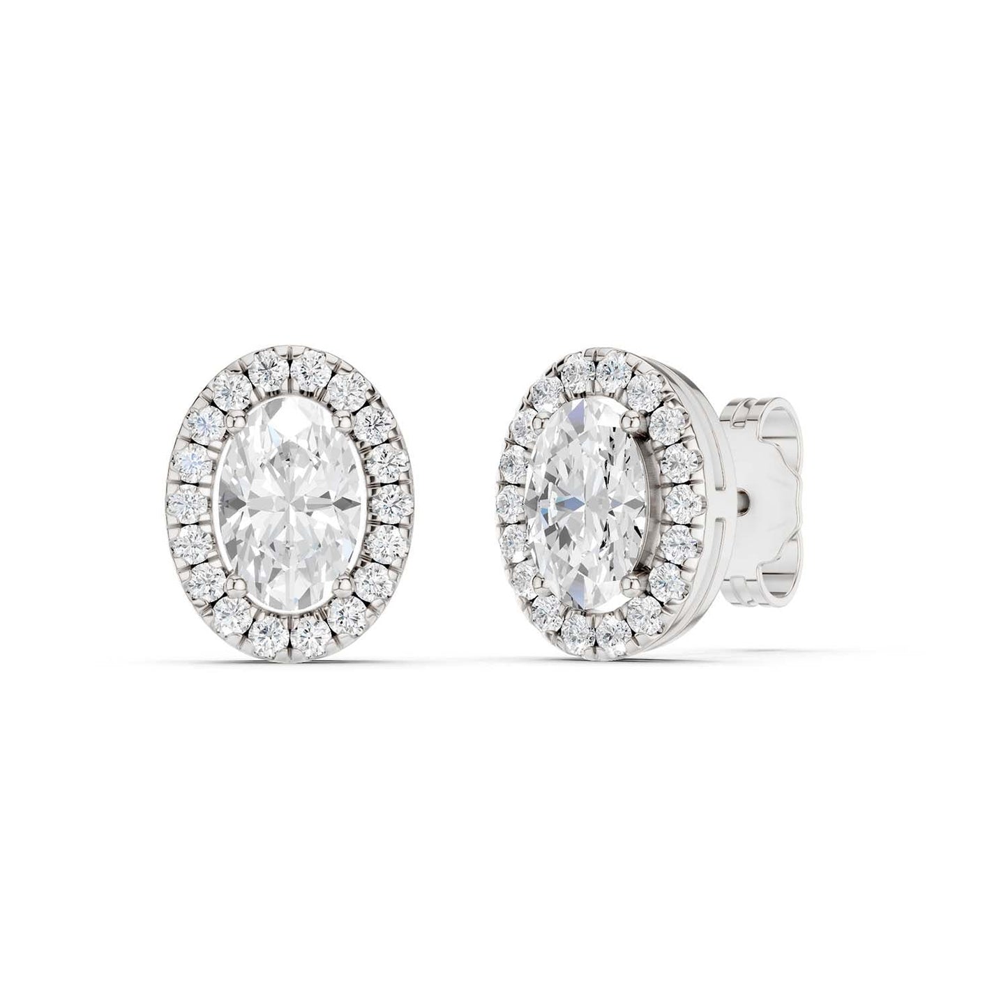 Oval-Cut Halo Studs