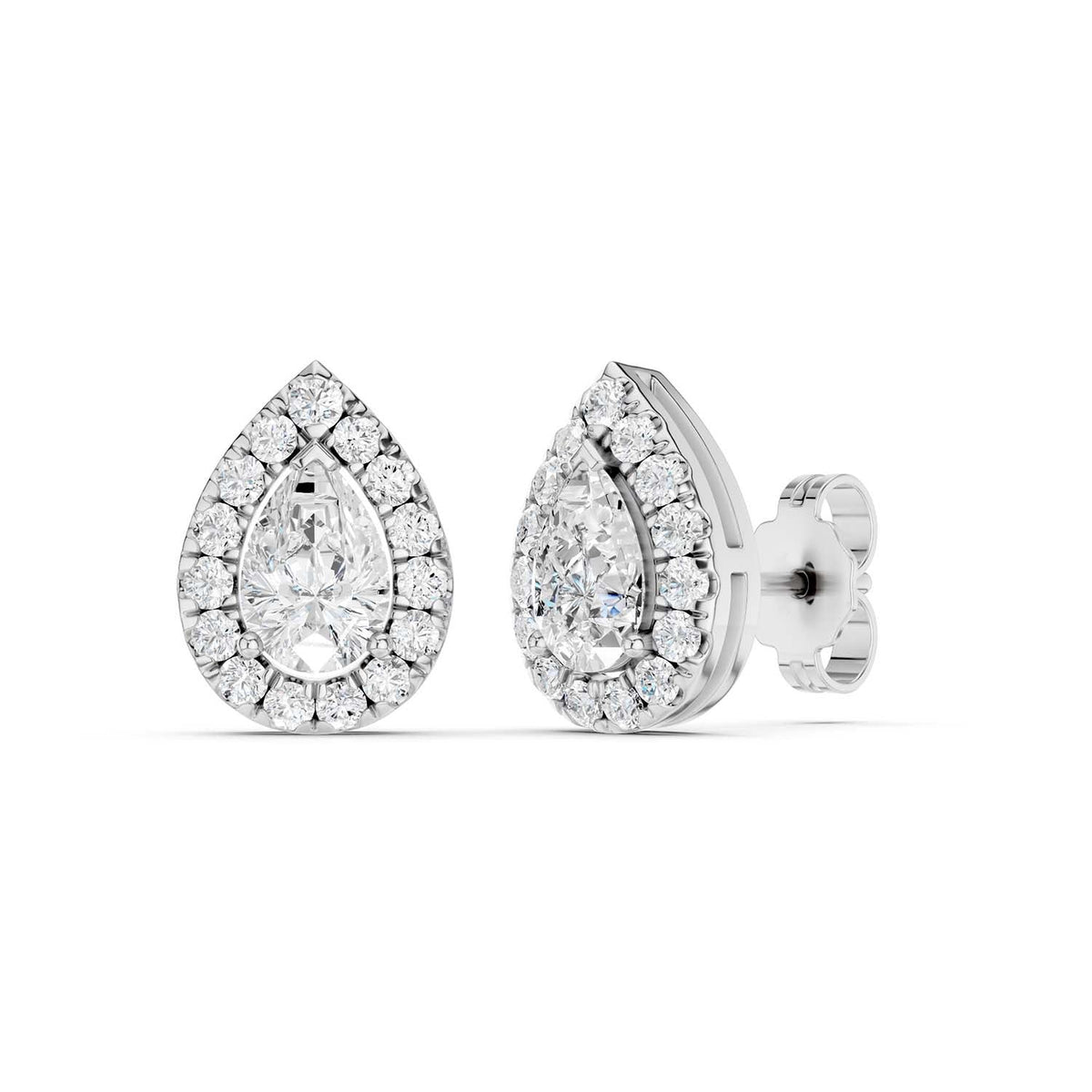 Pear-Cut Halo Studs