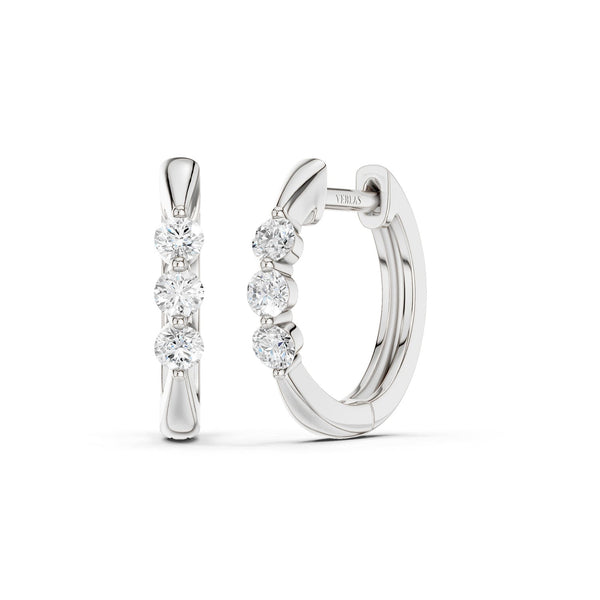 Everyday Tri-stone Hoops