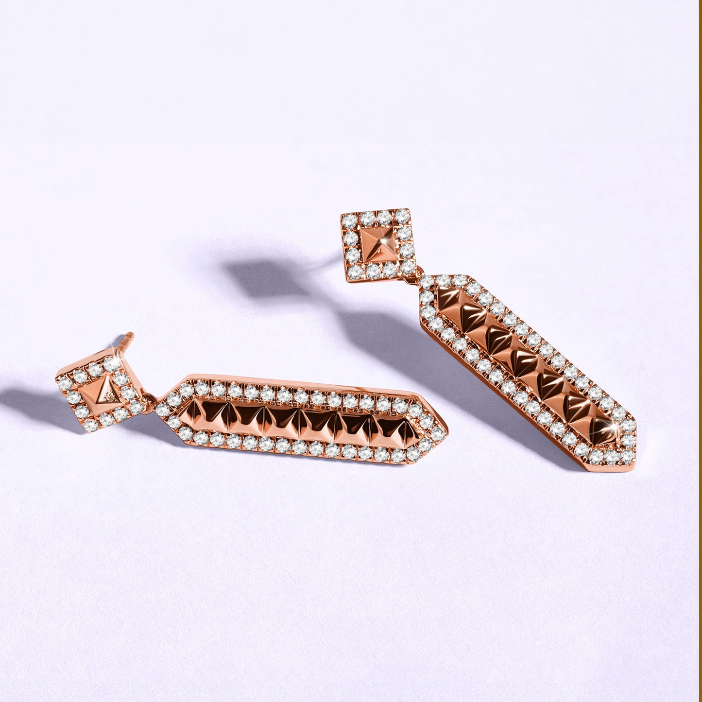 Zenyth Cascading Pyramid Drop Diamond Earrings