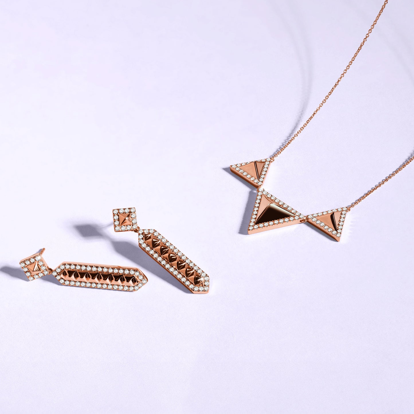 Zenyth Cascading Pyramid Drop Diamond Earrings