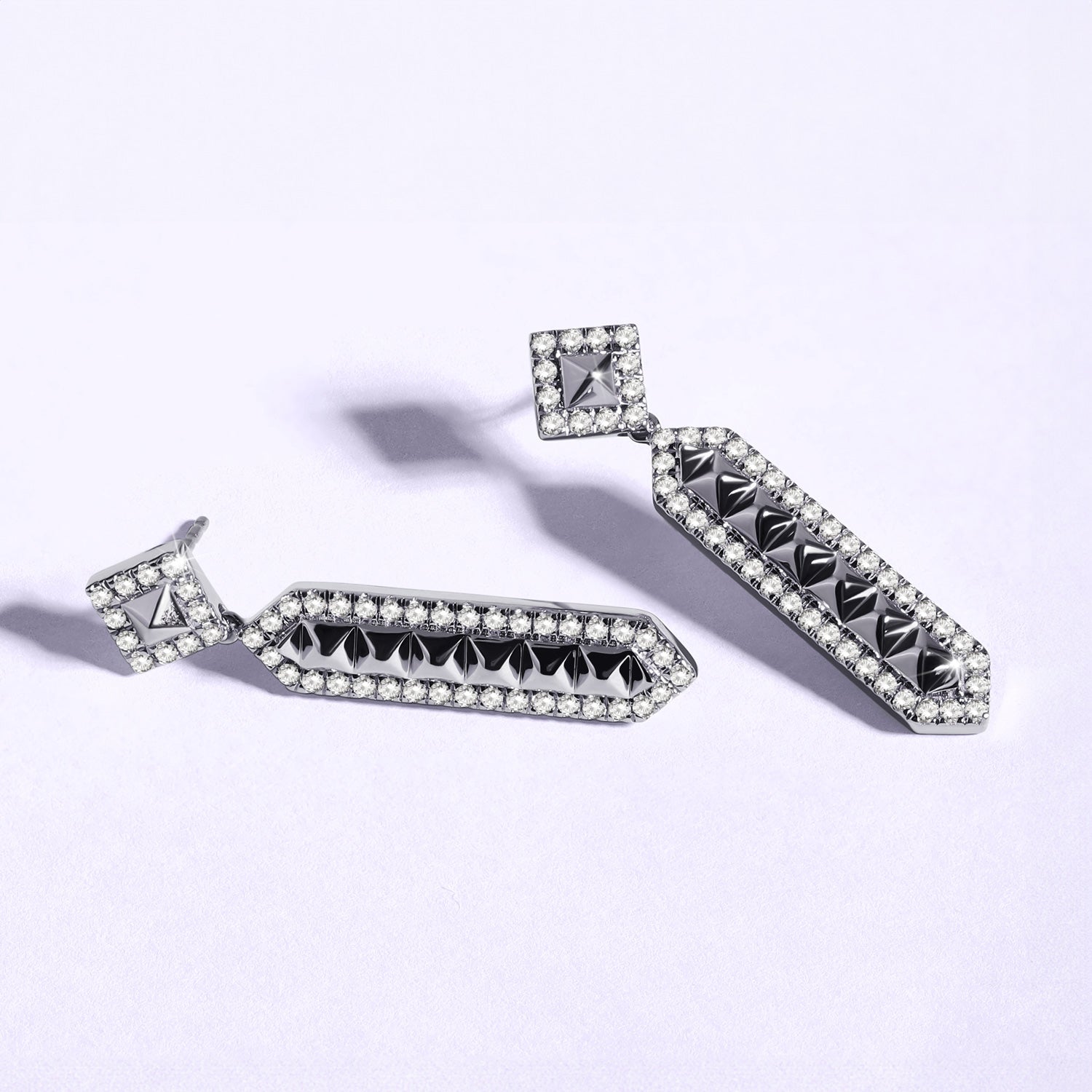 Zenyth Cascading Pyramid Drop Diamond Earrings