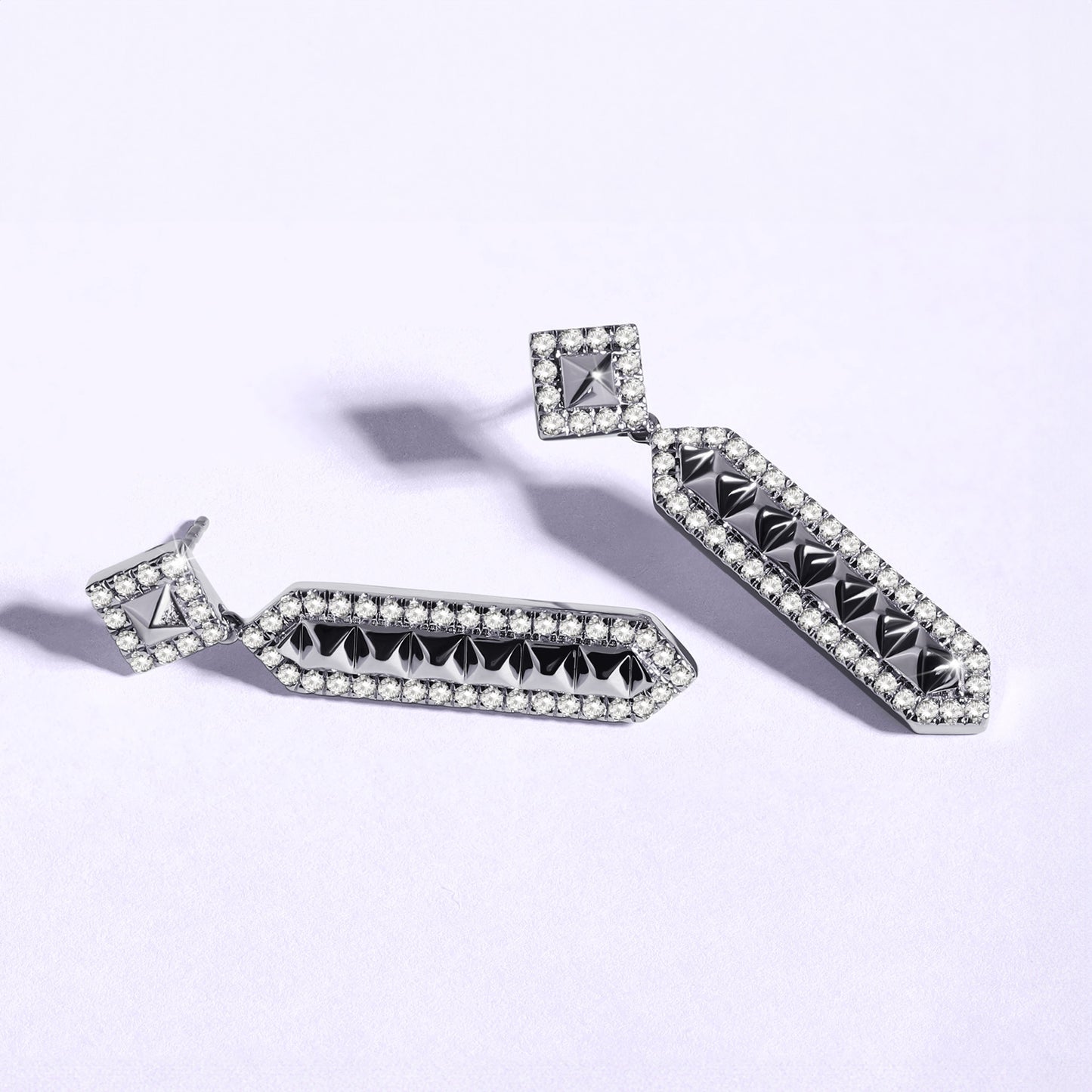 Zenyth Cascading Pyramid Drop Diamond Earrings