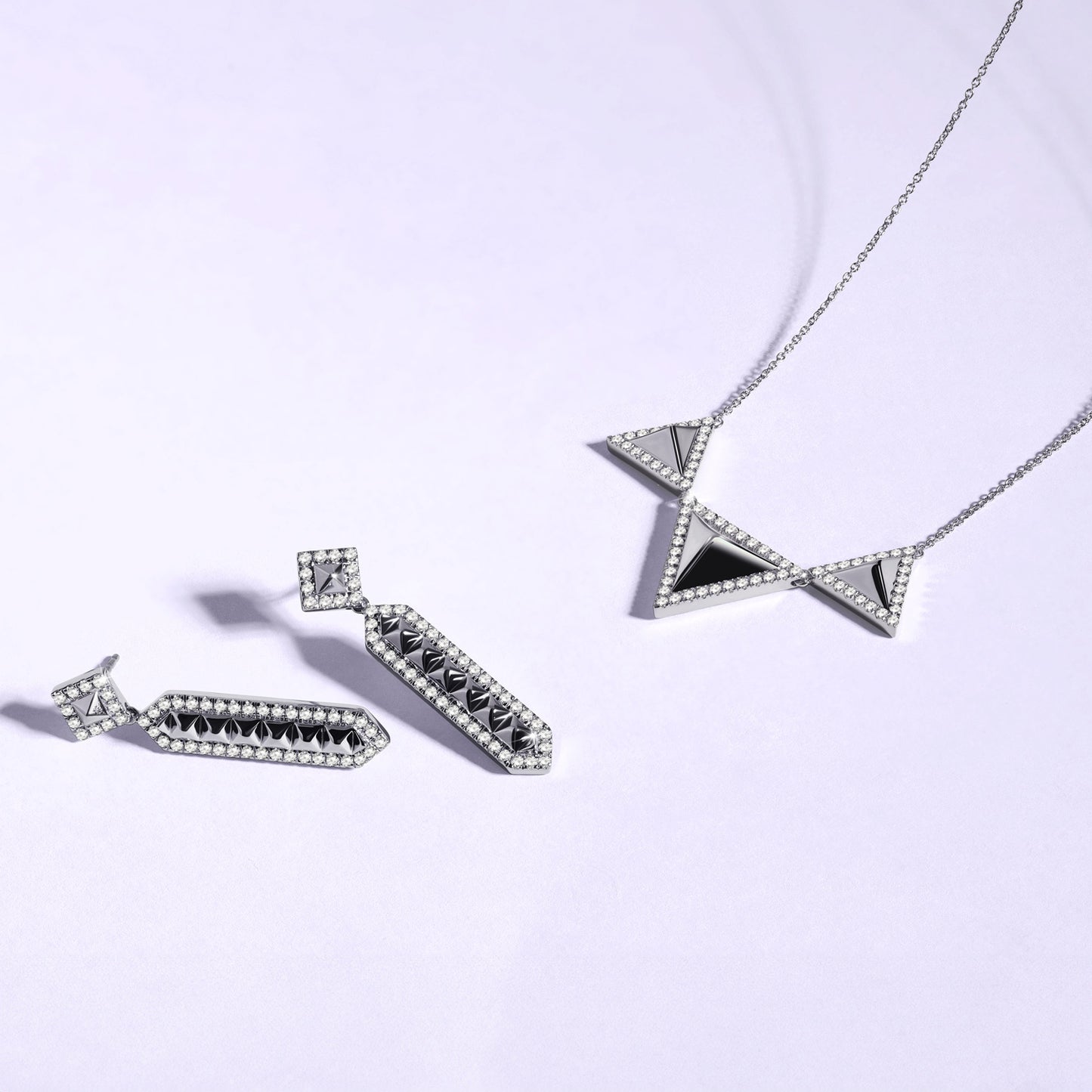 Zenyth Cascading Pyramid Drop Diamond Earrings