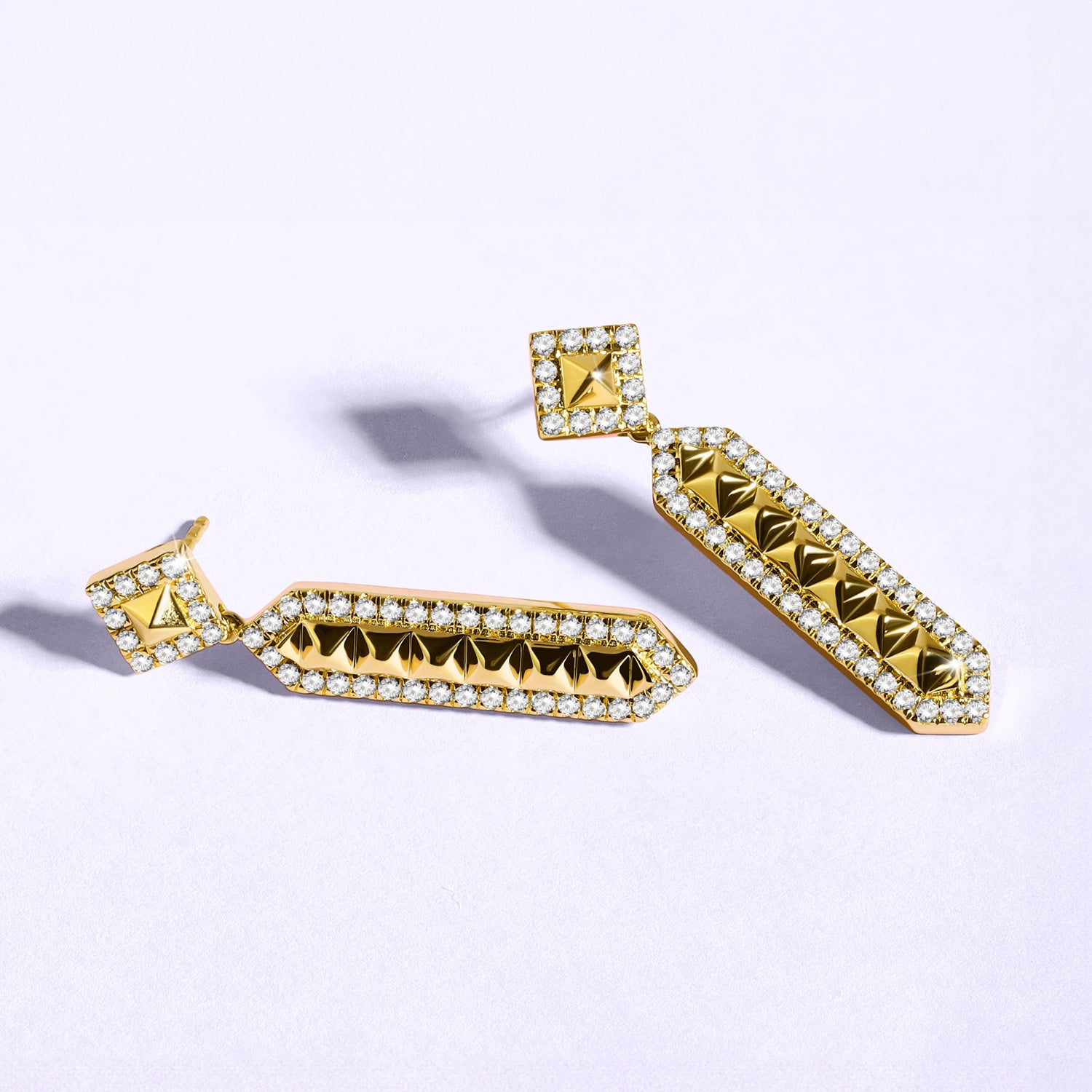 Zenyth Cascading Pyramid Drop Diamond Earrings