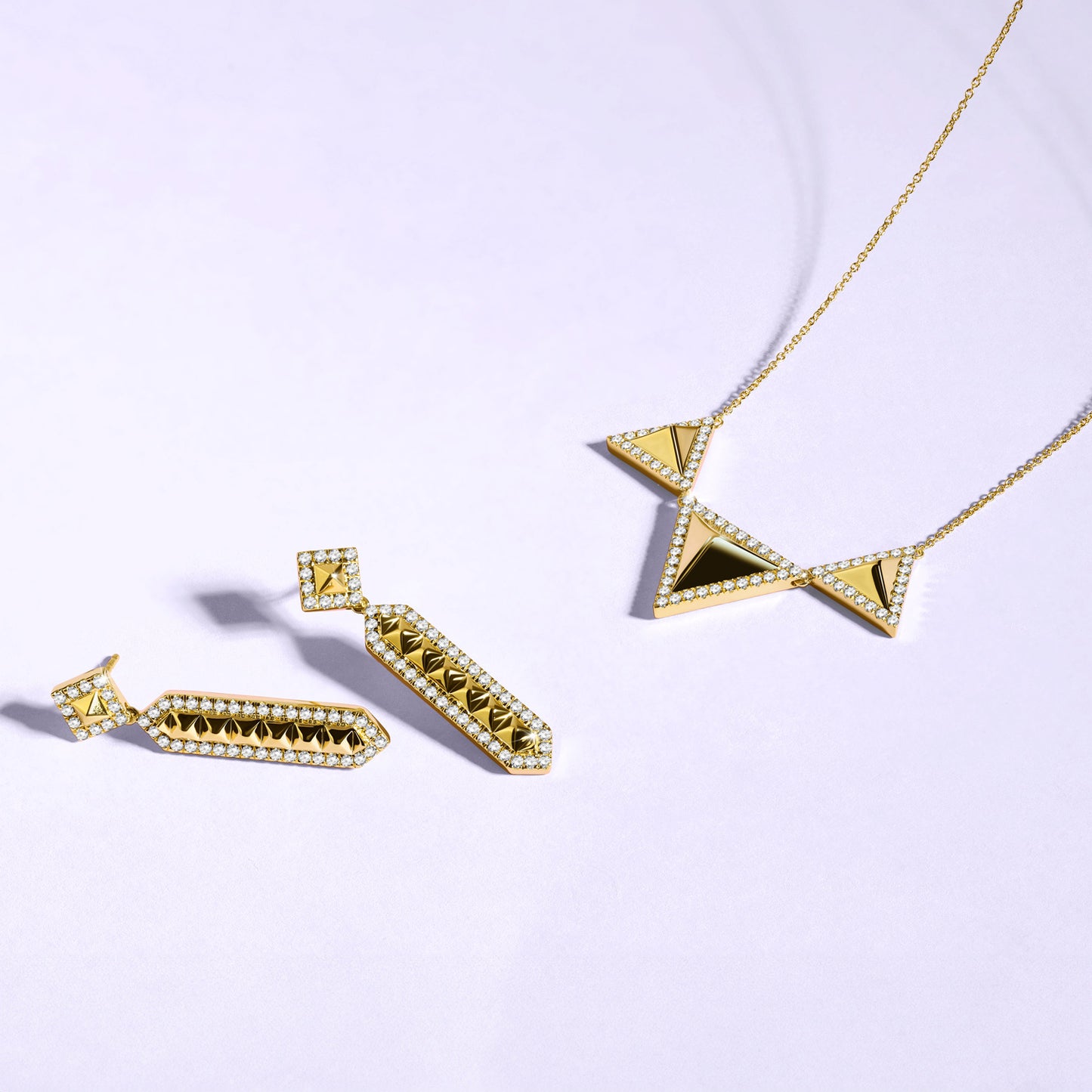 Zenyth Cascading Pyramid Drop Diamond Earrings