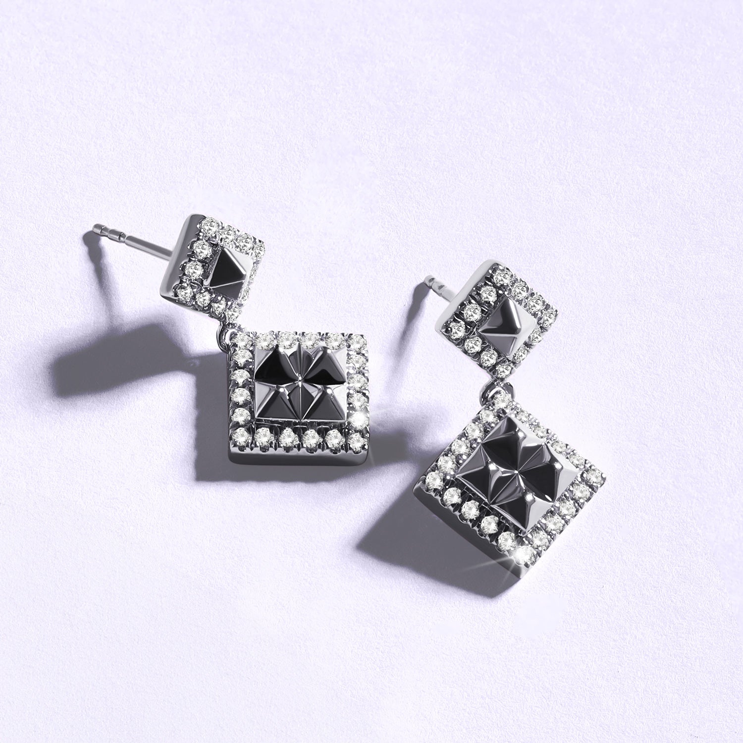 Zenyth Pyramid Drop Diamond Earrings