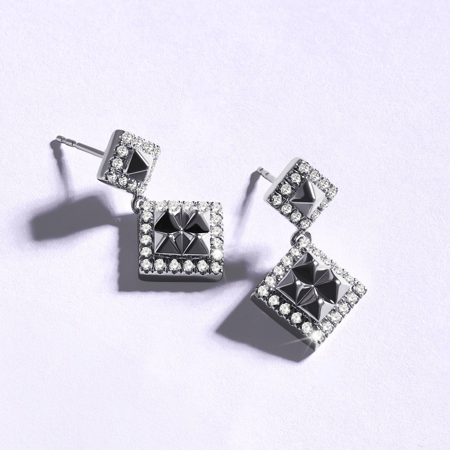 Zenyth Pyramid Drop Diamond Earrings