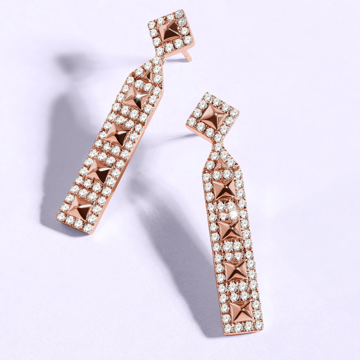 Zenyth Cascading Pyramid Drop Diamond Earrings