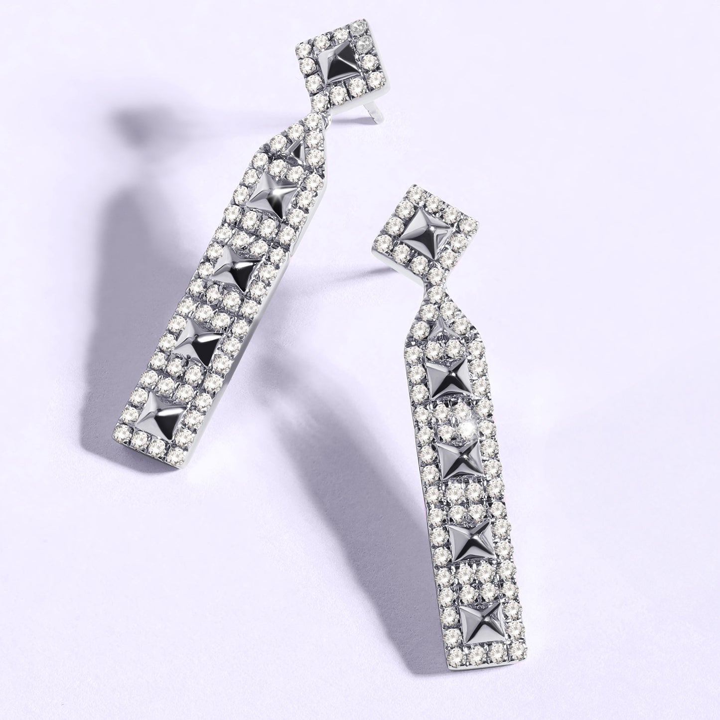 Zenyth Cascading Pyramid Drop Diamond Earrings