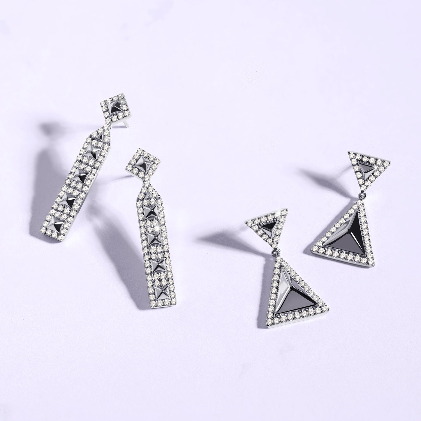 Zenyth Cascading Pyramid Drop Diamond Earrings