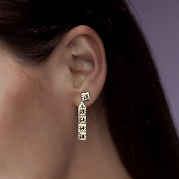 Zenyth Cascading Pyramid Drop Diamond Earrings
