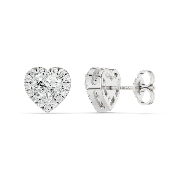 Heart-Cut Luxe Halo Studs