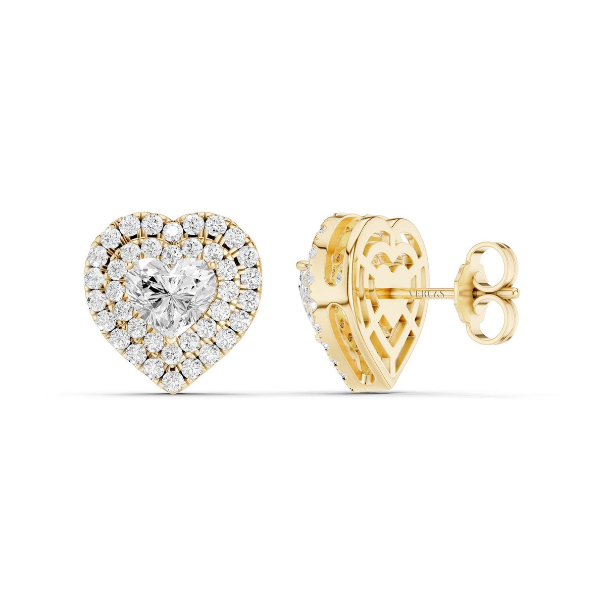 Luxe Heart-Cut Double Halo Studs