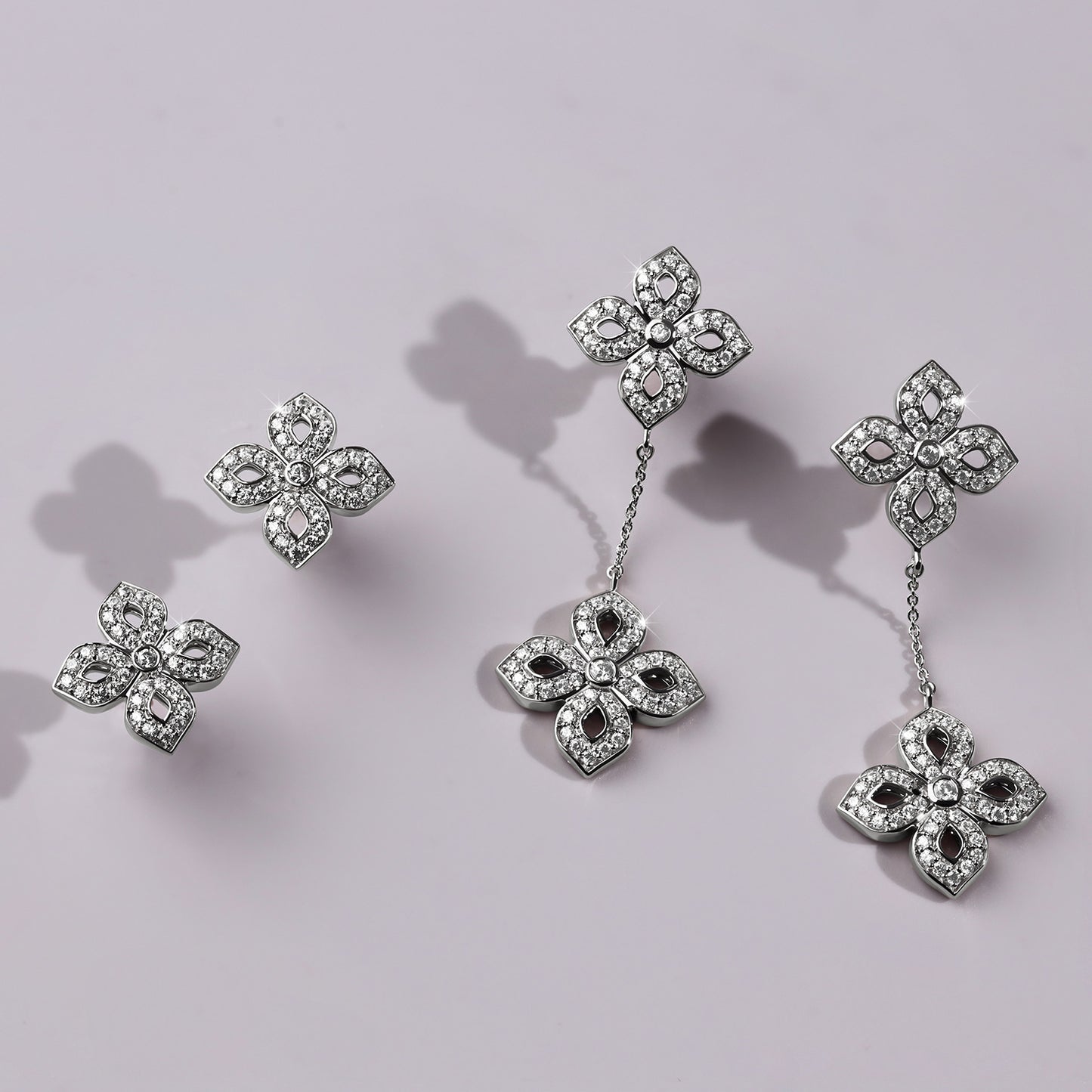 La Fleur Silhouette Drop Diamond Earrings