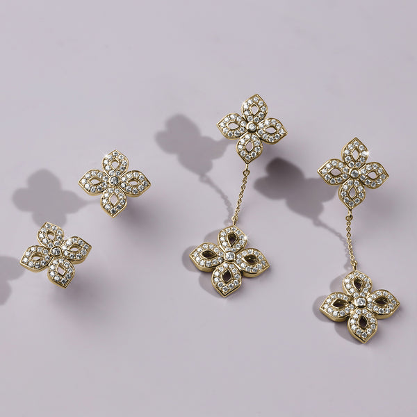 La Fleur Silhouette Drop Diamond Earrings