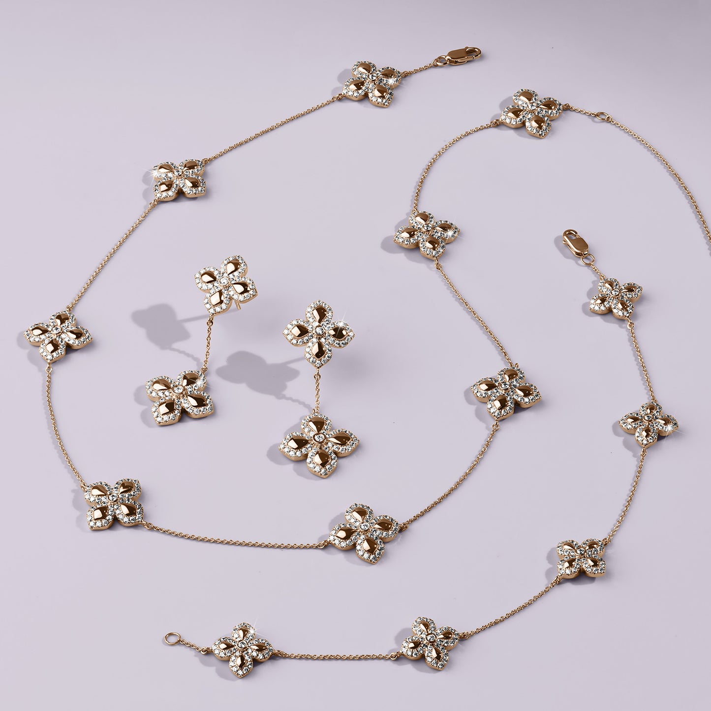 La Fleur Contour Drop Diamond Earrings