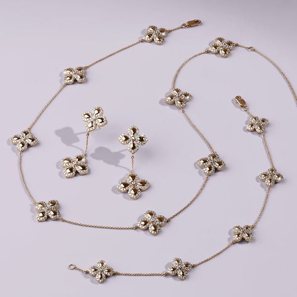 La Fleur Contour Drop Diamond Earrings