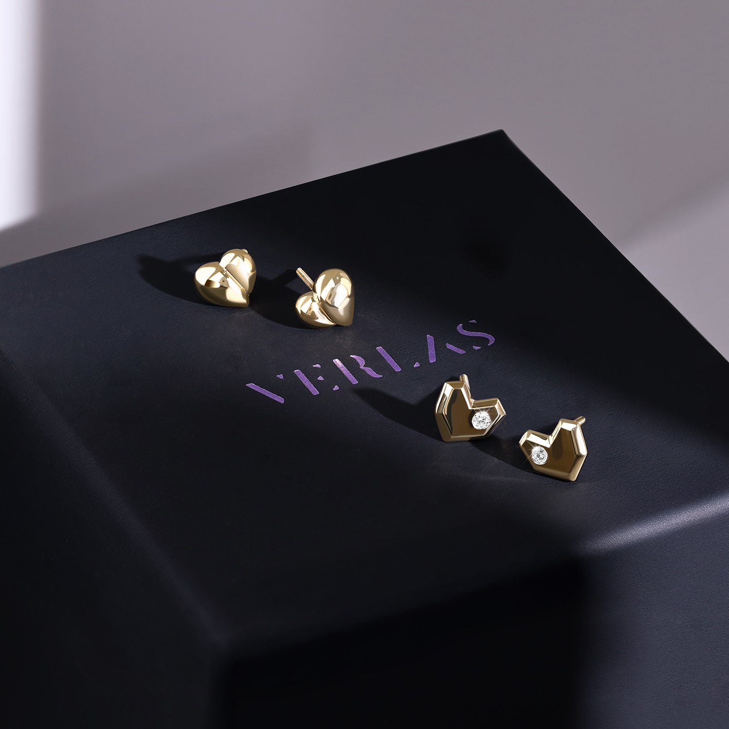 Faceted Heart Studs