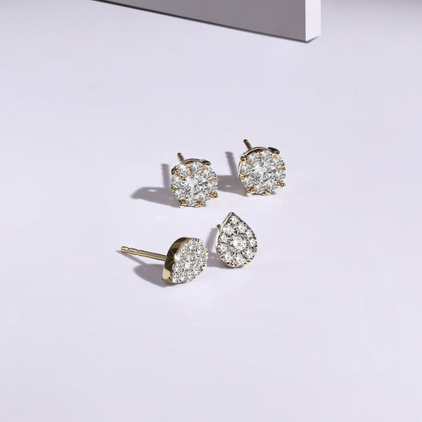Round Cluster Double Prong Studs