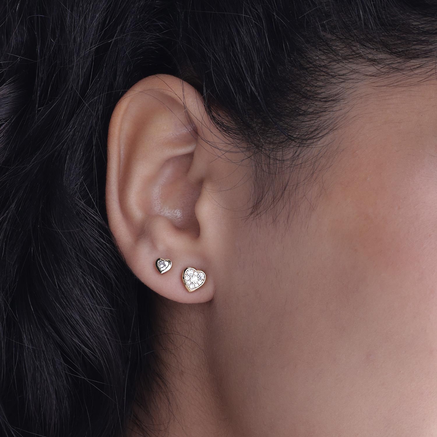 Bezel-Set Heart Cluster Studs