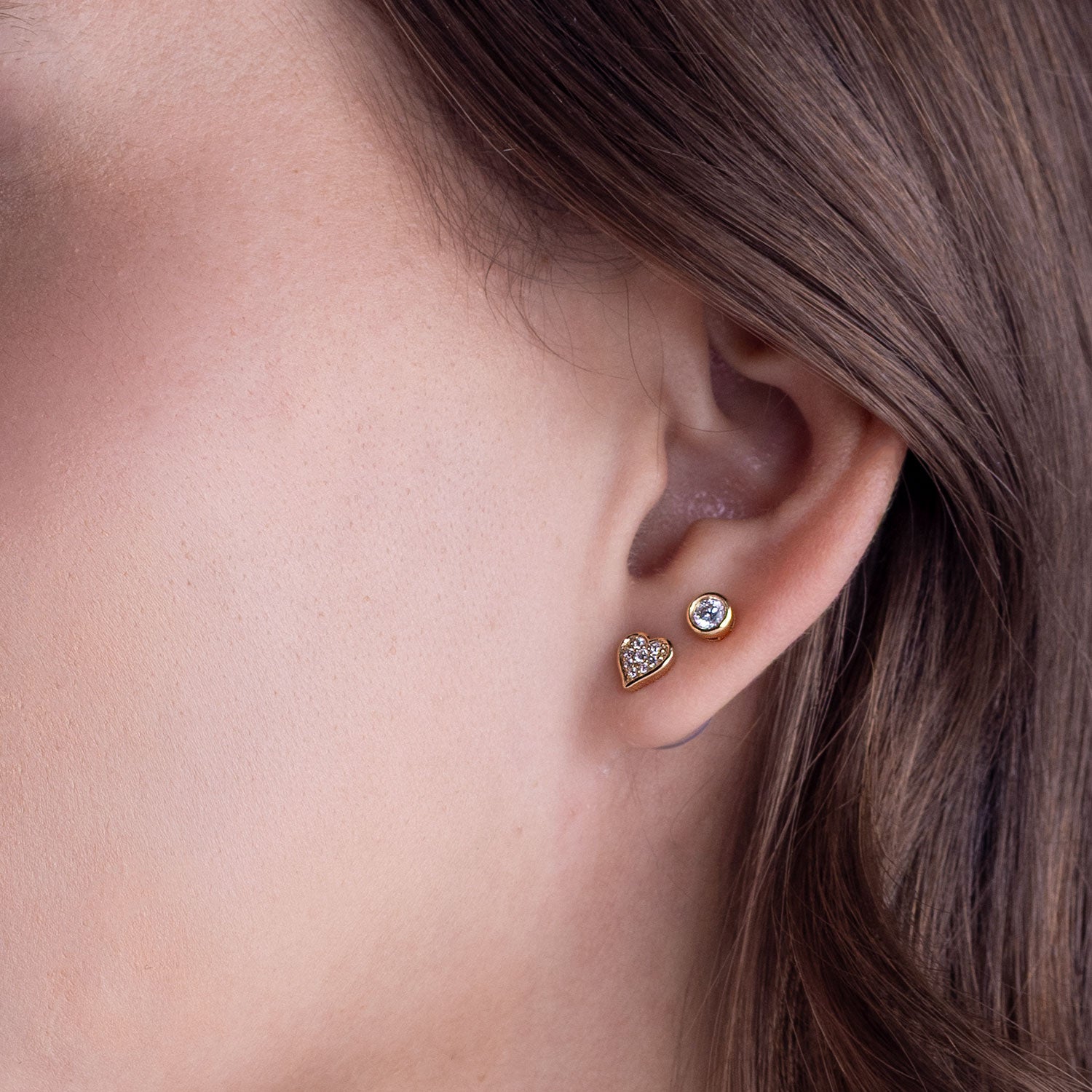 Diamond Heart Bezel-Set Studs