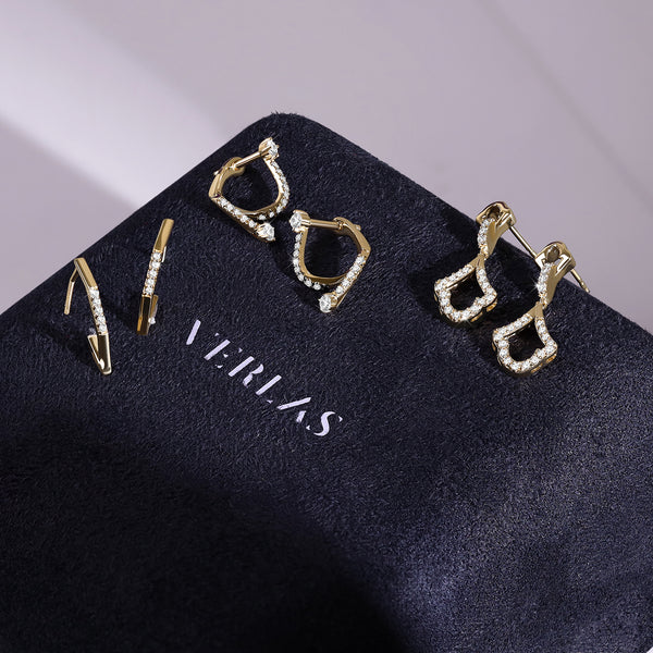 Sleek Triple Sparkle Studs