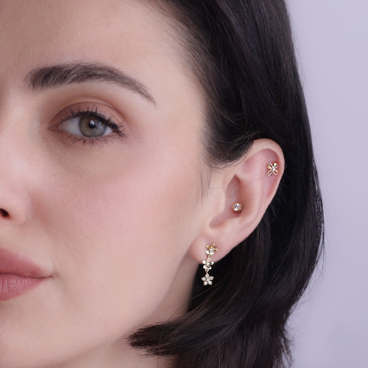 Sculpted 4-Petal Solitaire Studs