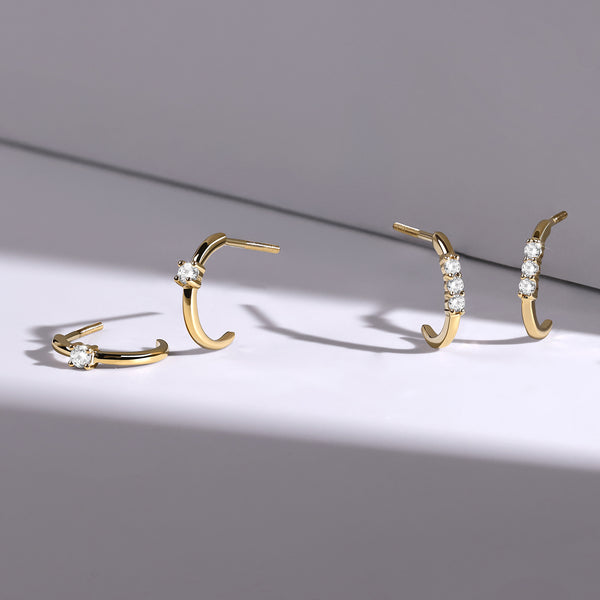 Solitaire Open-Hoop Earrings