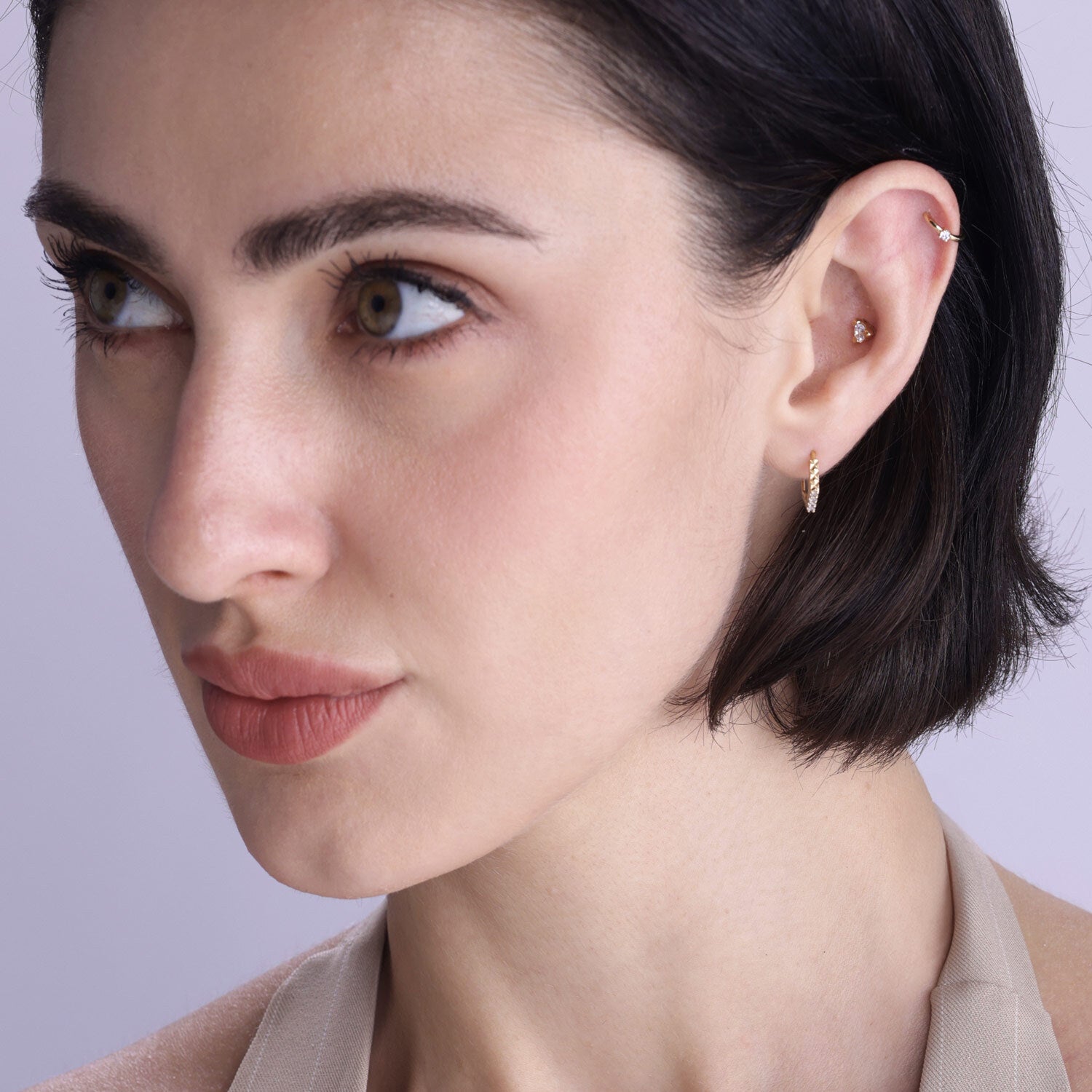 Solitaire Open-Hoop Earrings