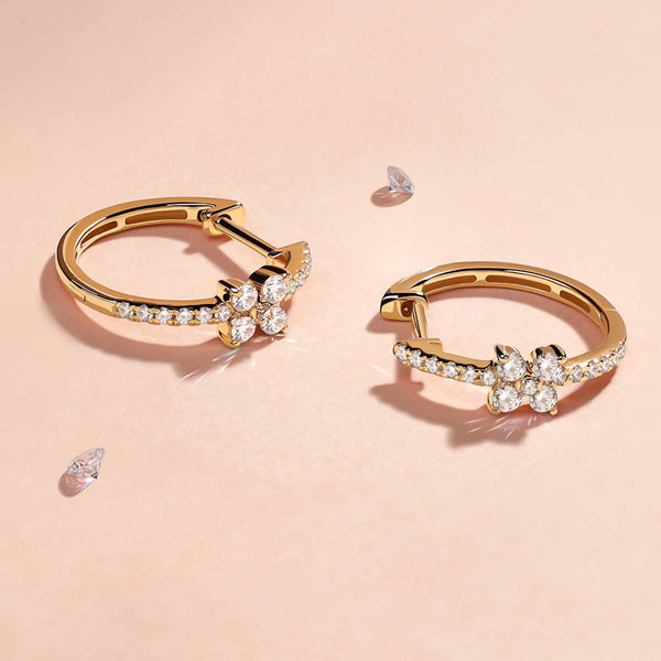 Alyssa Empowered Floral Diamond Hoops