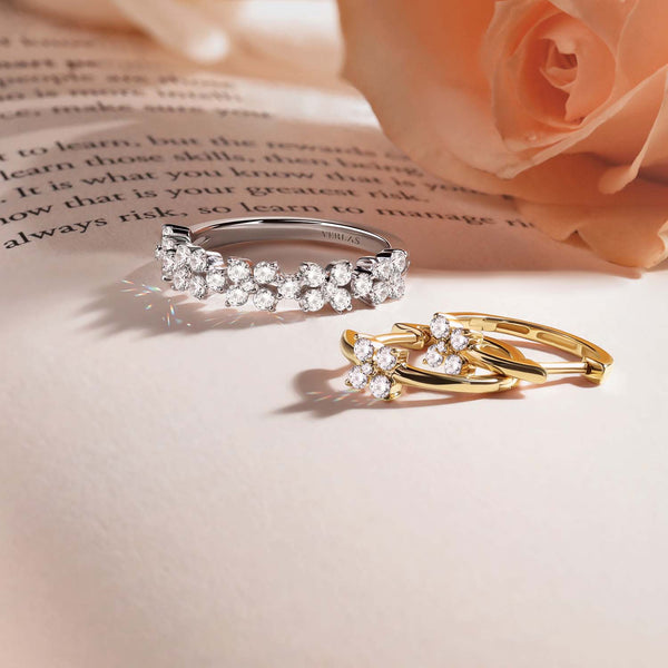 Alyssa Floral Statement Diamond Hoops