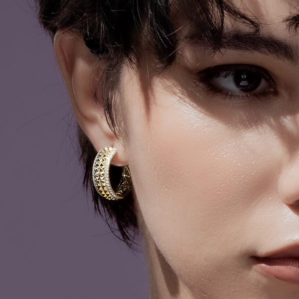 Zenyth Two-Tier Pyramid Diamond Huggies