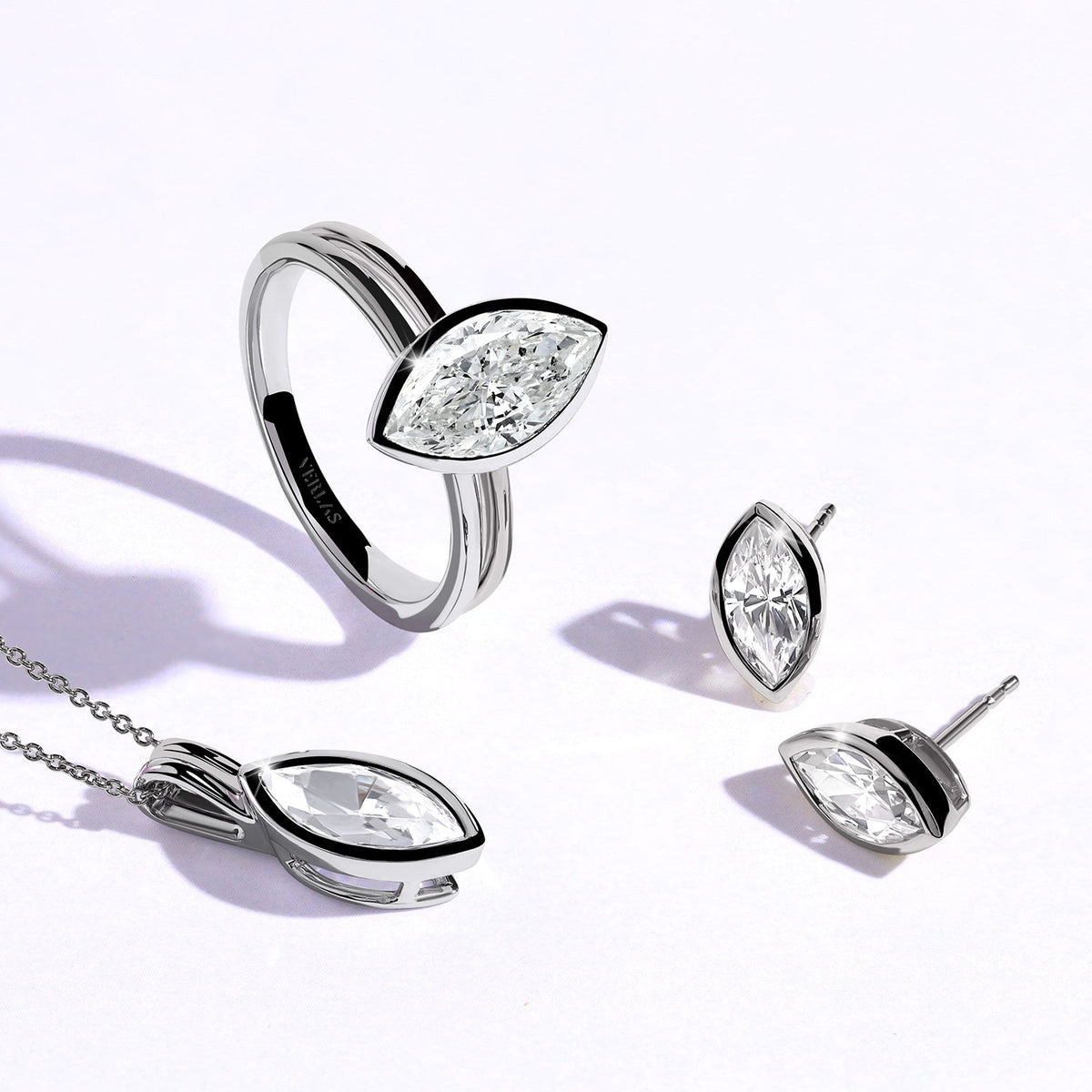 Marquise-Cut Bezel-Set Studs