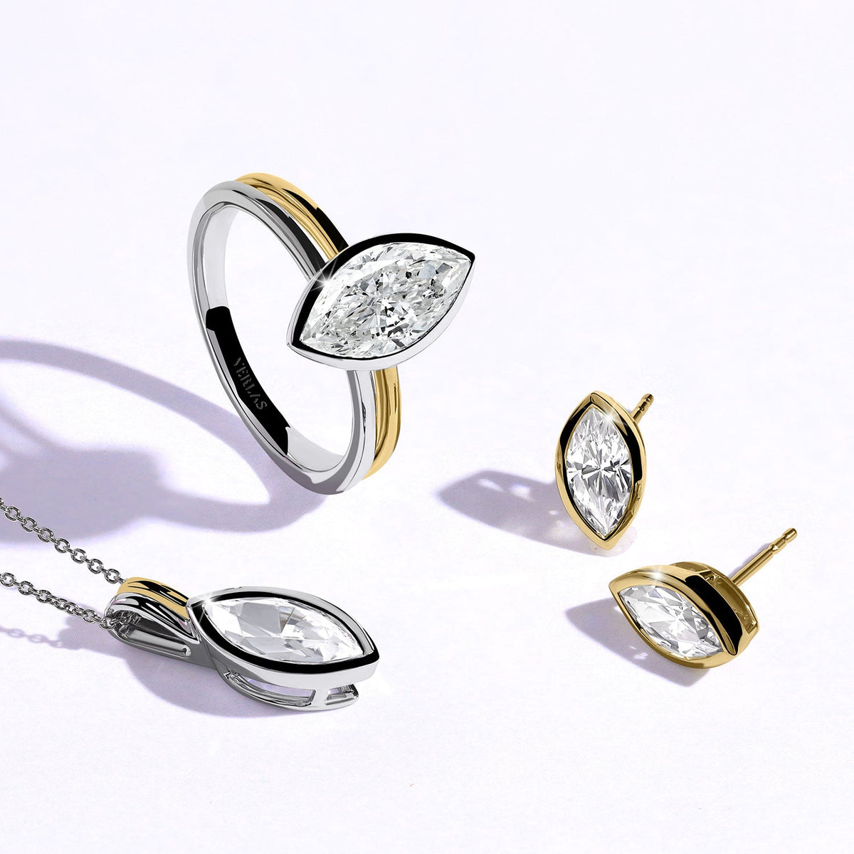 Marquise-Cut Bezel-Set Studs