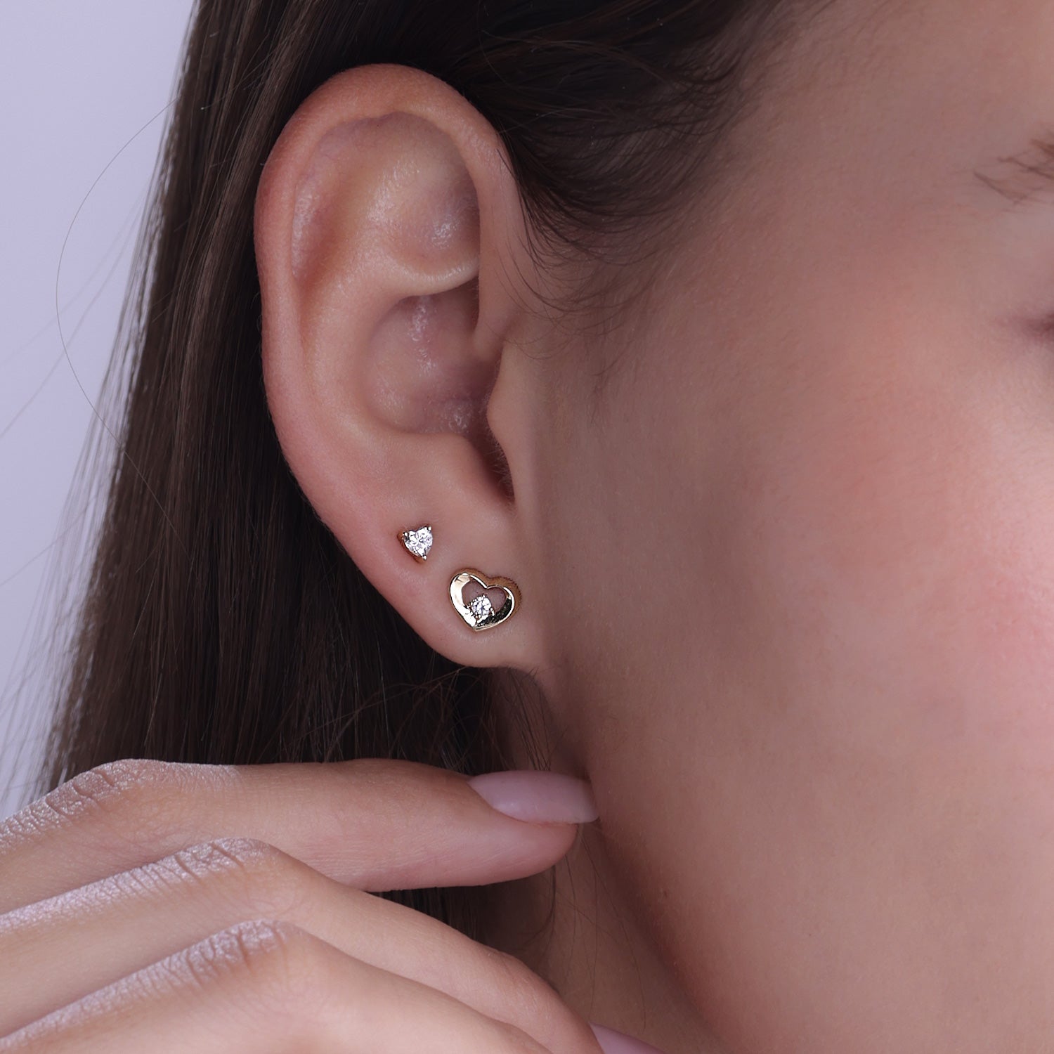 Heart-Cut Solitaire Studs Medium