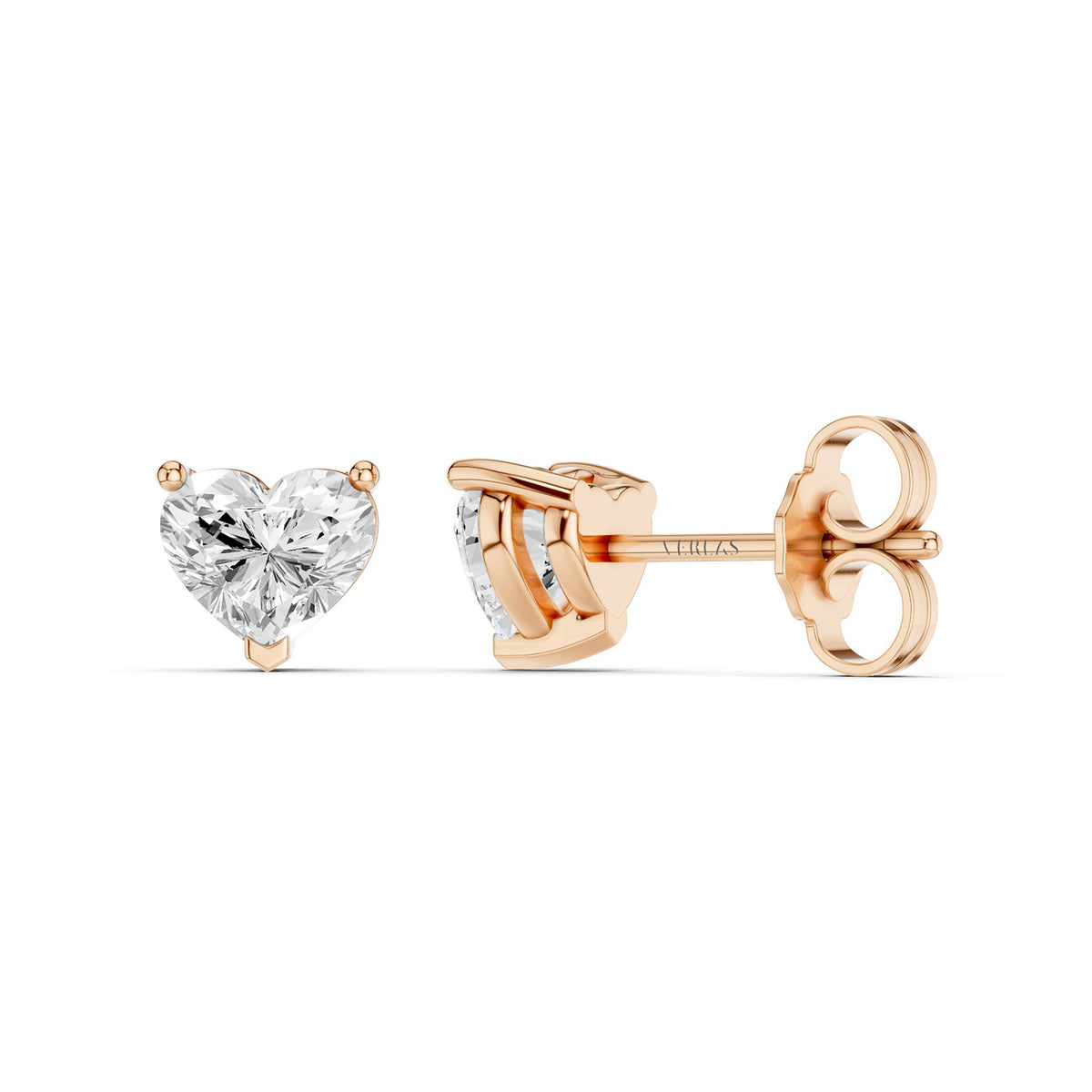 Heart-Cut Solitaire Studs Large