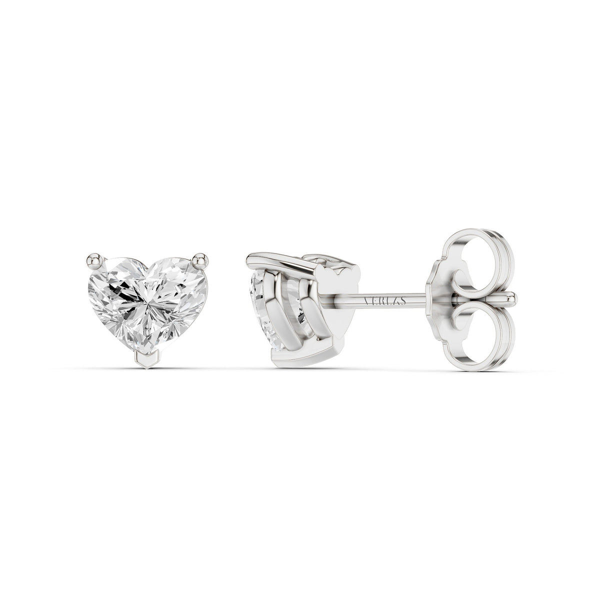 Heart-Cut Solitaire Studs Large