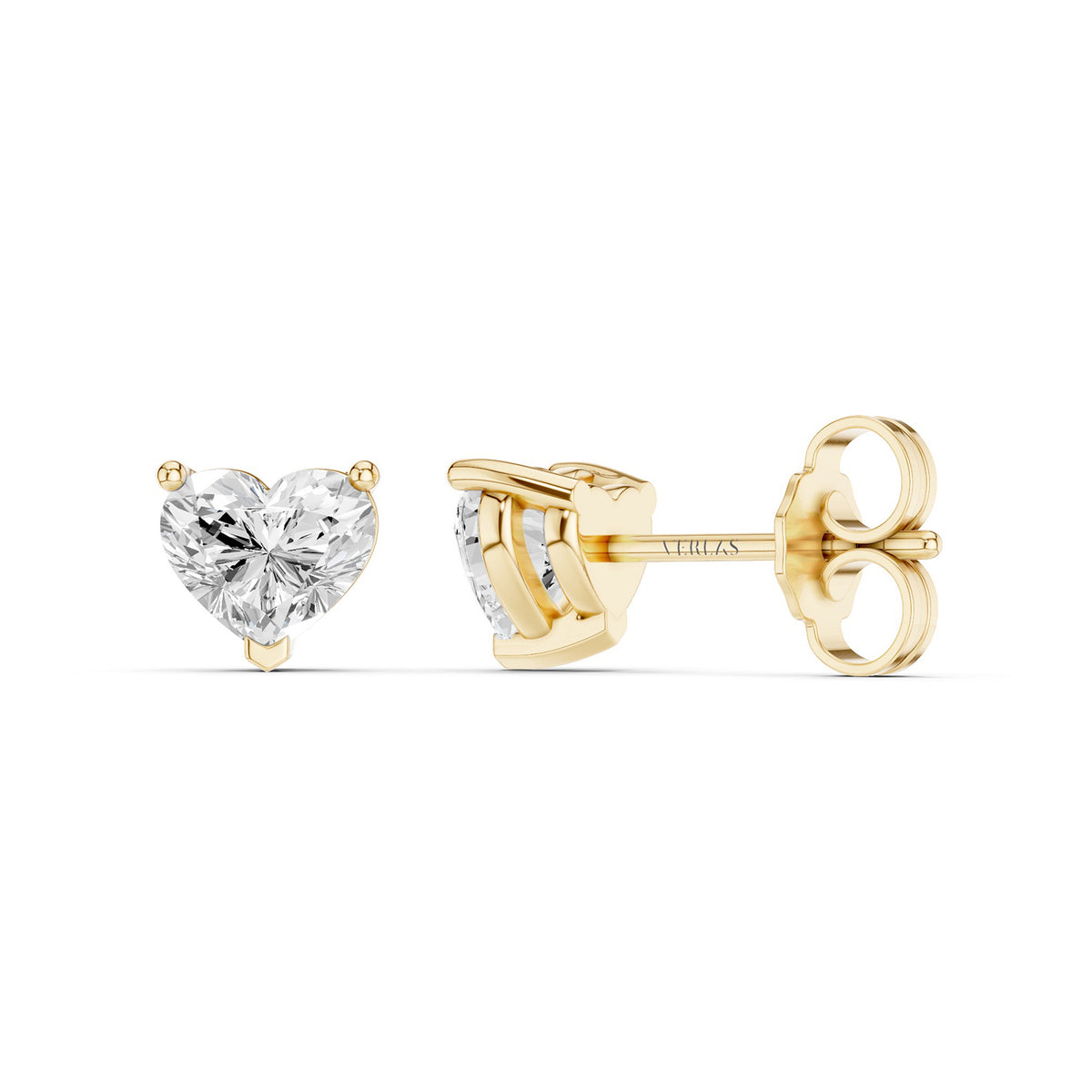 Heart-Cut Solitaire Studs Large