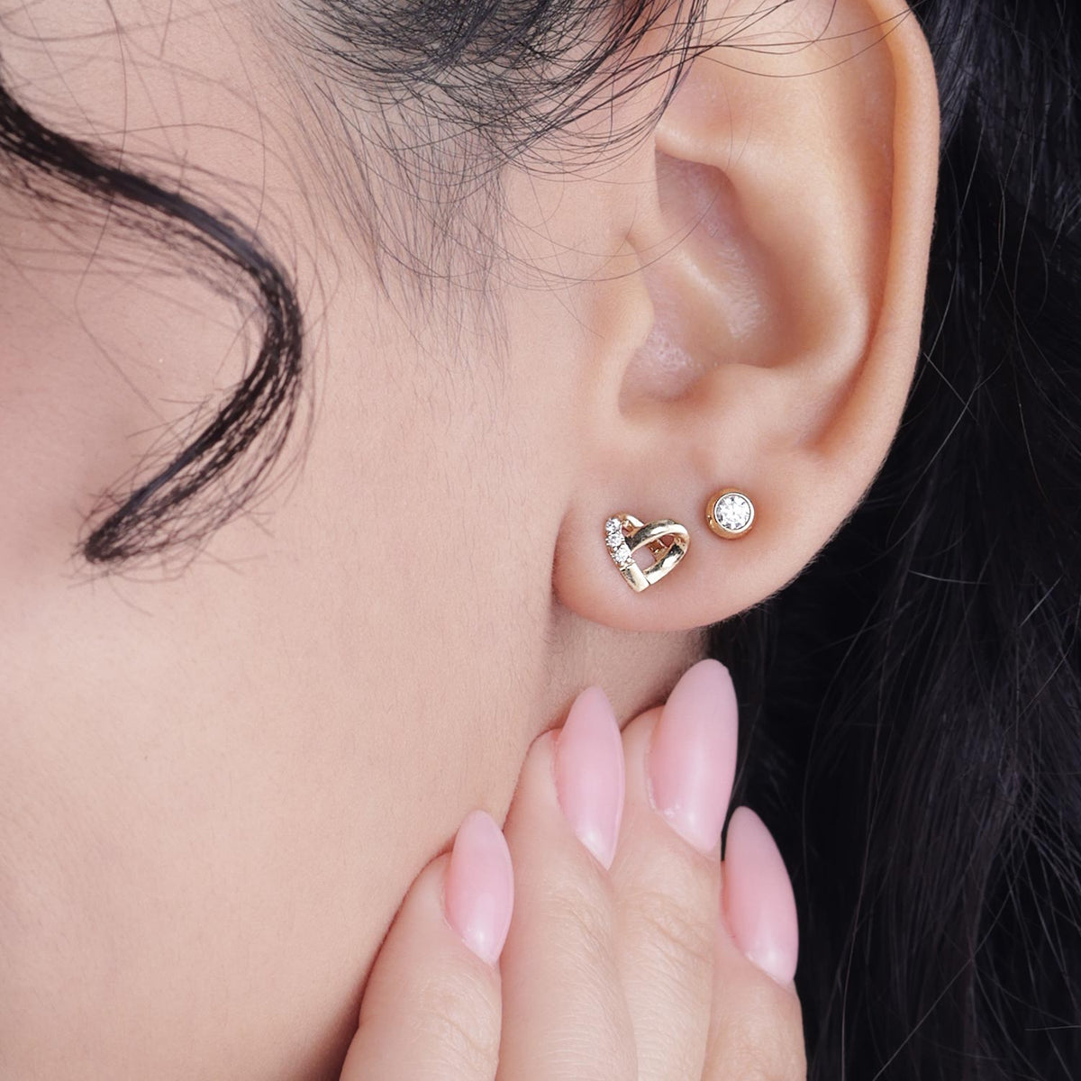 Faceted Thick Bezel Round Studs