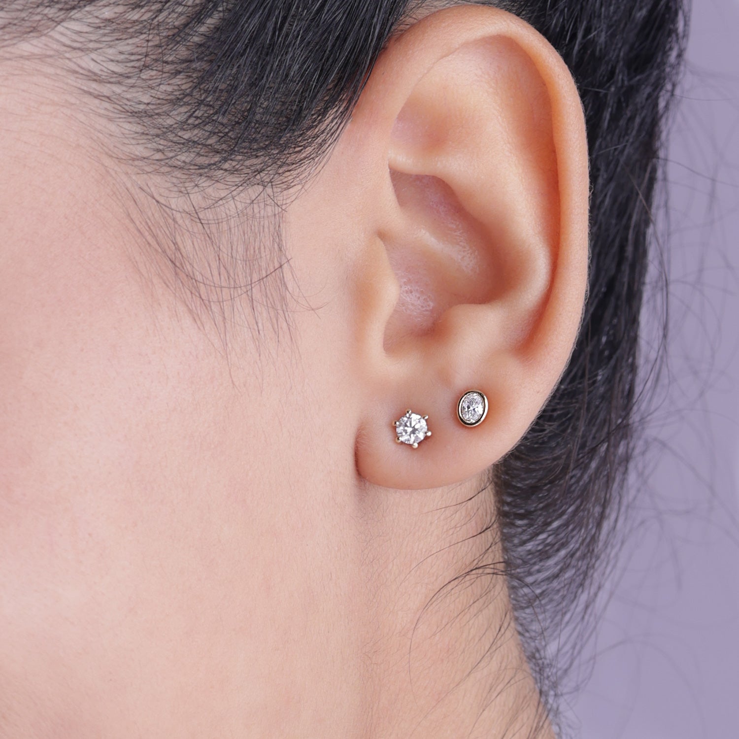 Faceted Bezel Oval Studs