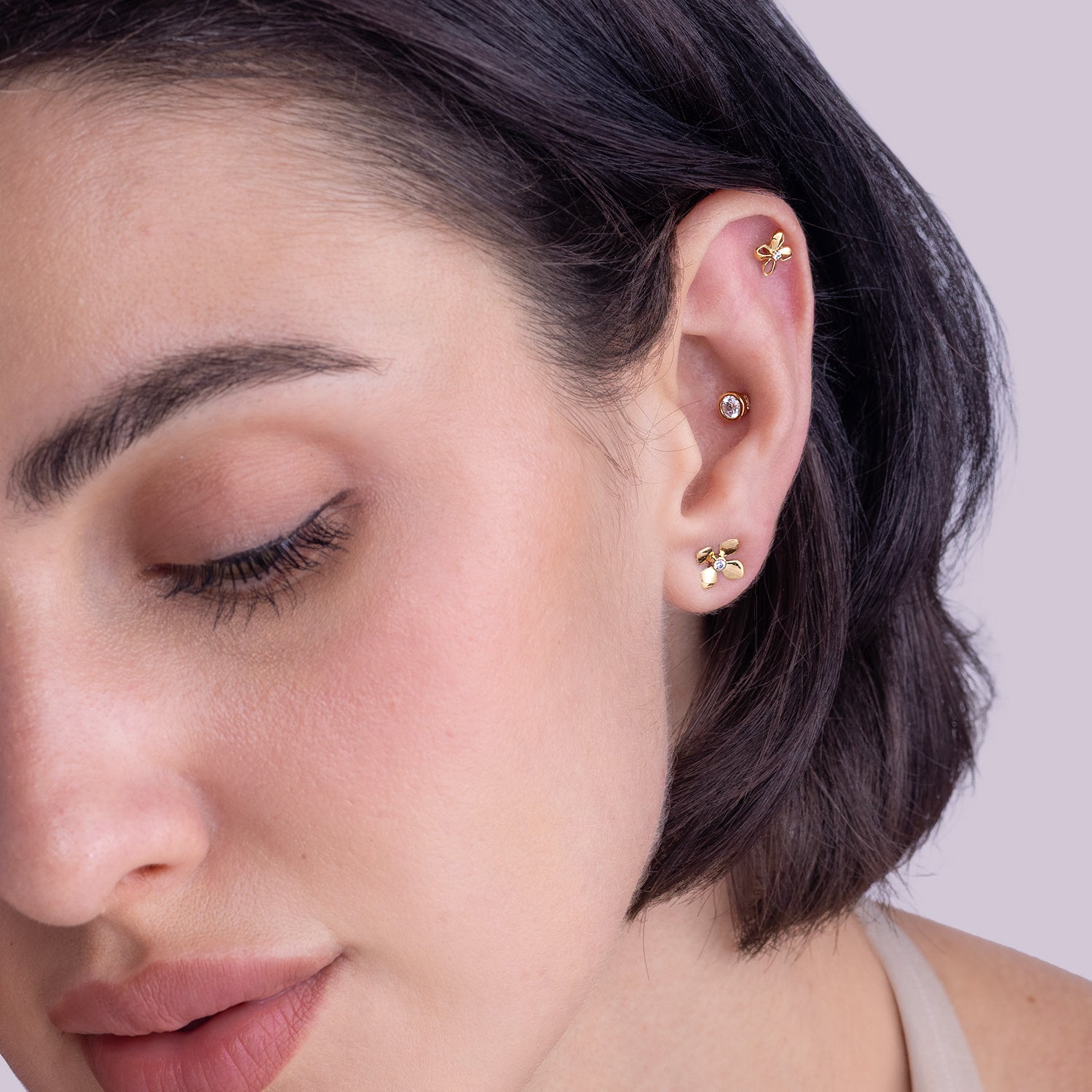 Faceted Bezel Round Studs