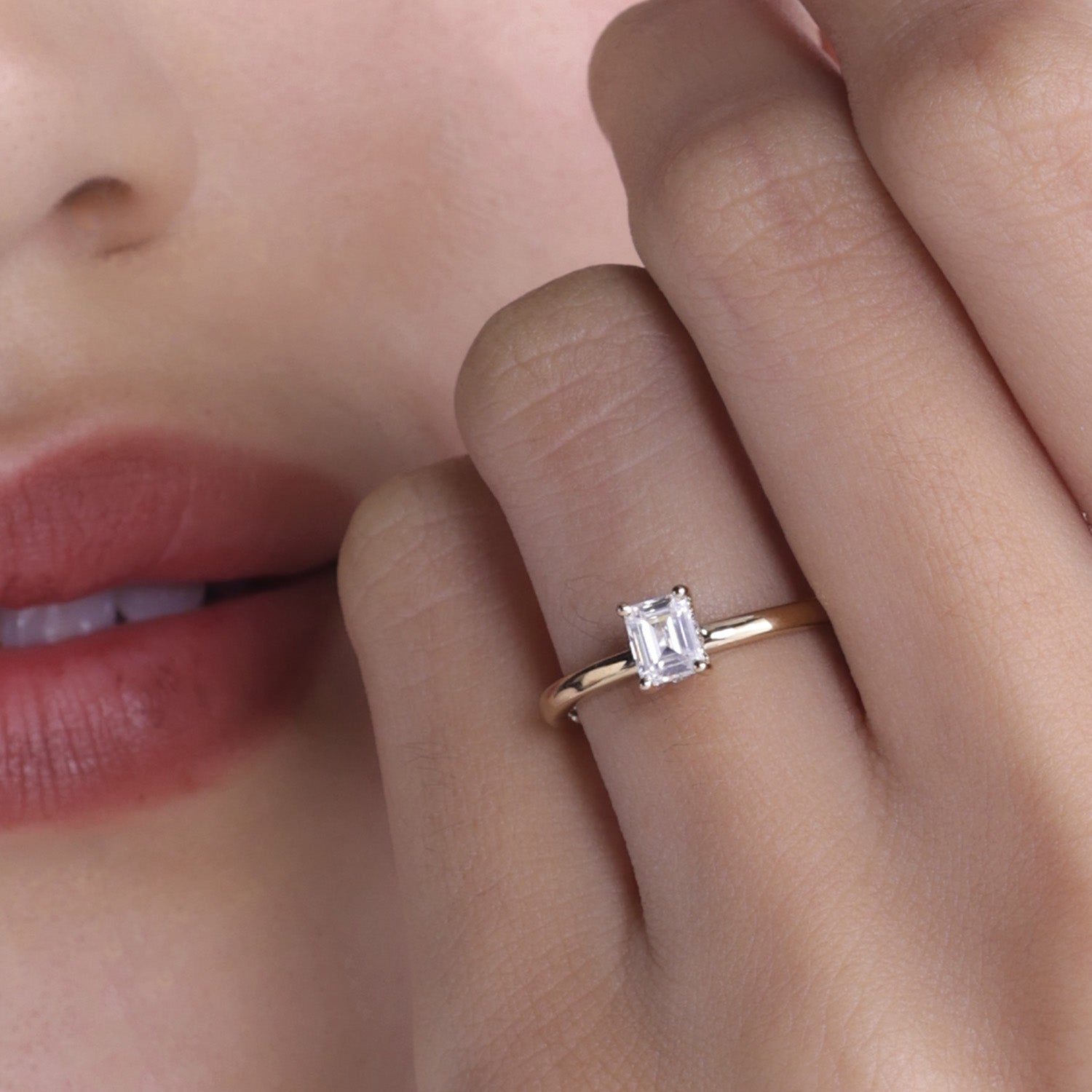Emerald-Cut Hidden Halo Ring